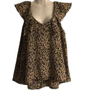 BCBGeneration women's top L green ruffled front back dainty feminine poetic